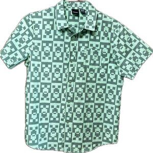 Minecraft Boys Green Minecraft Short Sleeve Button Front Shirt XXL
